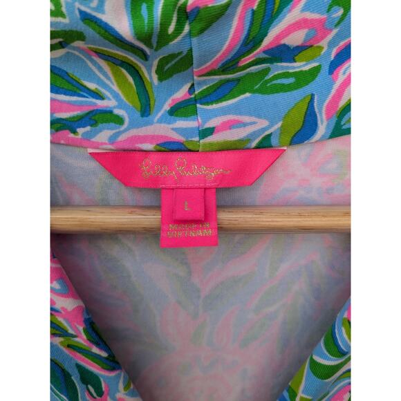 LILLY PULITZER Dress Annalise V-Neck Frenchy Blue Turtley In Love Size L NWOT - Picture 4 of 11